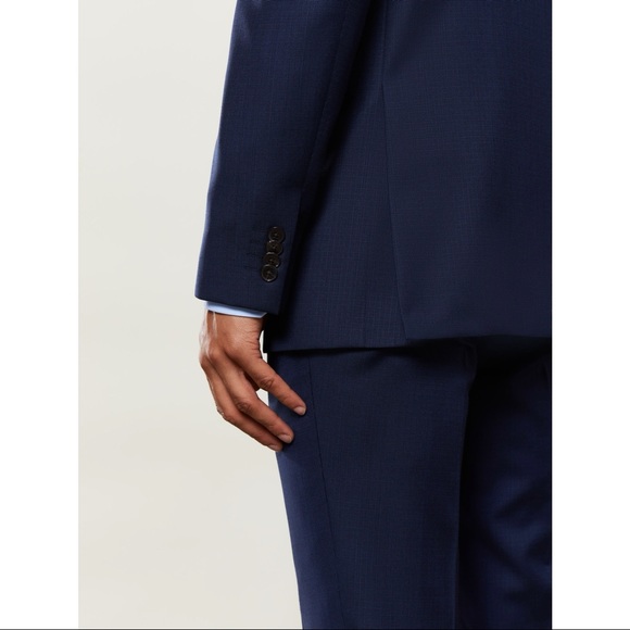 TM Lewin Maxwell Infinity Active Slim Fit Navy Textured 2 Piece Suit - Picture 5 of 9